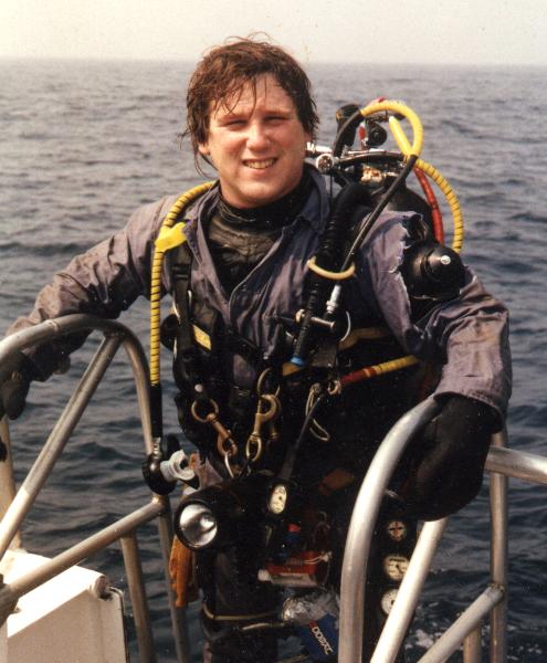 Adam Altman after diving the USS San Diego
